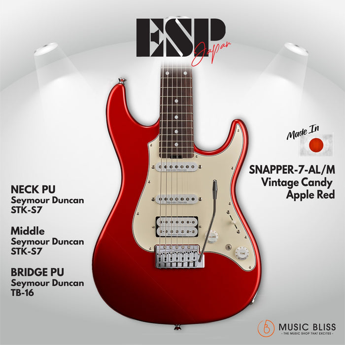 ESP Original SNAPPER-7-AL/M - Vintage Candy Apple Red [MIJ - Made in Japan] - Music Bliss Malaysia