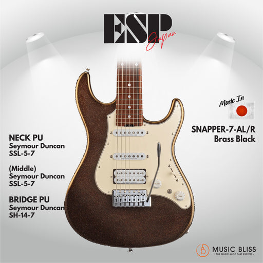 ESP Original SNAPPER-7-AL/R - Brass Black [MIJ - Made in Japan] - Music Bliss Malaysia