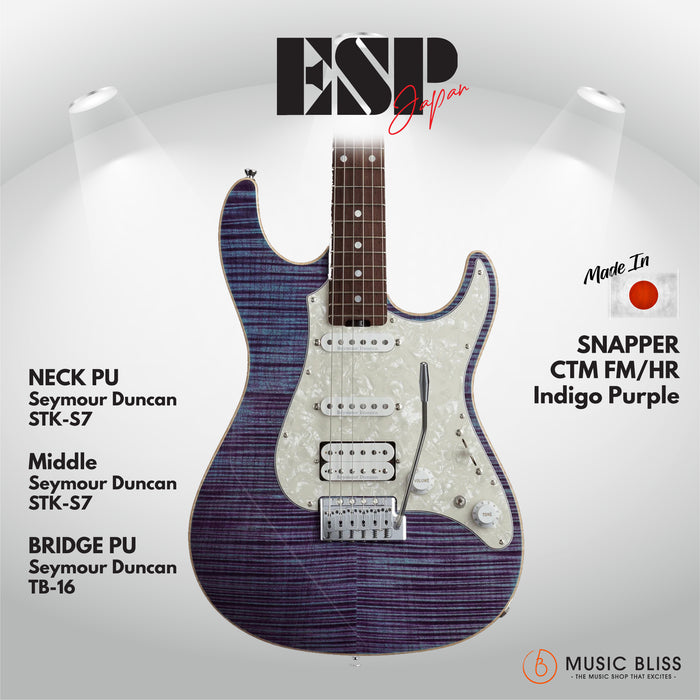 ESP Original SNAPPER-CTM FM/HR - Indigo Purple [MIJ - Made in Japan] - Music Bliss Malaysia