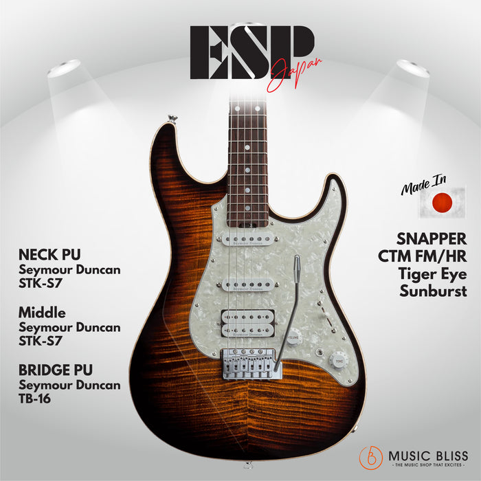 ESP Original SNAPPER-CTM FM/HR - Tiger Eye Sunburst [MIJ - Made in Japan] - Music Bliss Malaysia