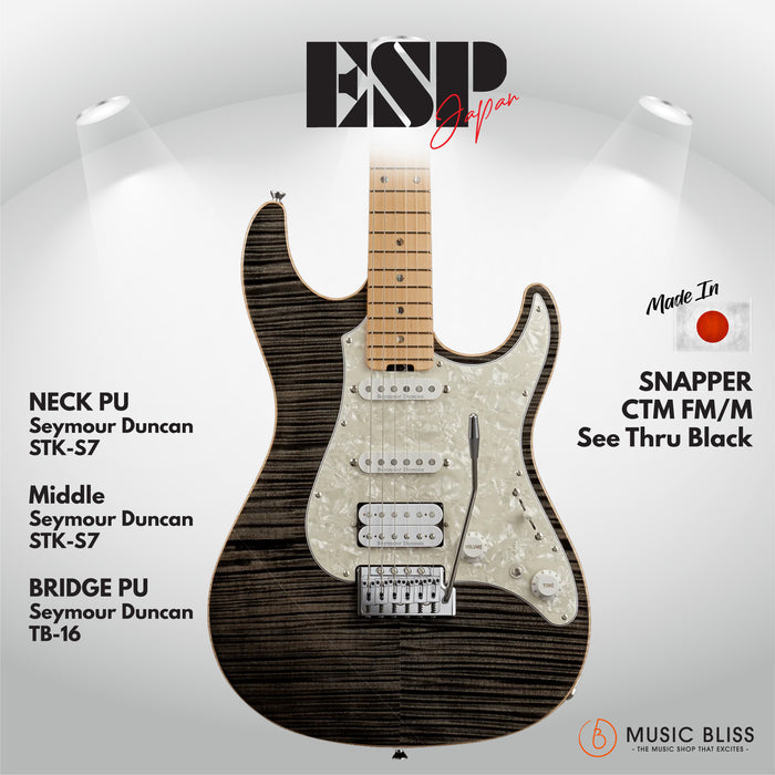 ESP Original SNAPPER-CTM FM/M - See Thru Black [MIJ - Made in Japan] - Music Bliss Malaysia