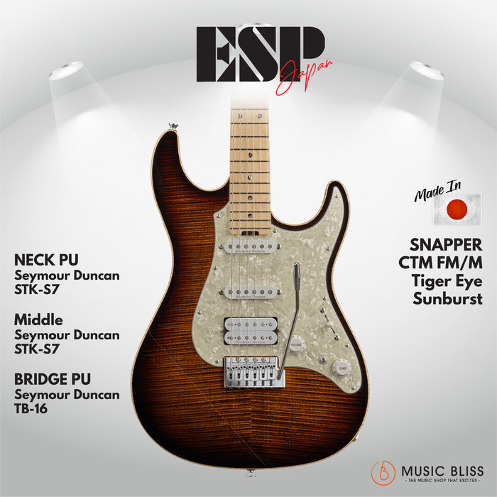 ESP Original SNAPPER-CTM FM/M - Tiger Eye Sunburst [MIJ - Made in Japan] - Music Bliss Malaysia