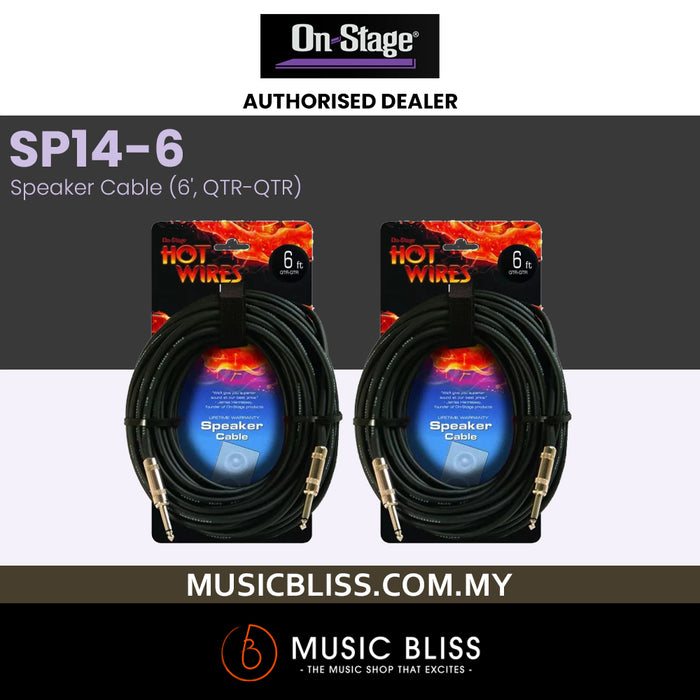 On-Stage SP14-6 14AWG Speaker Cable, 6ft - Pair