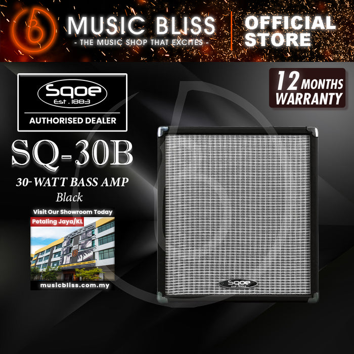 SQOE SQ-30B Professional 30W Electric Bass Amp w Bluetooth - Black