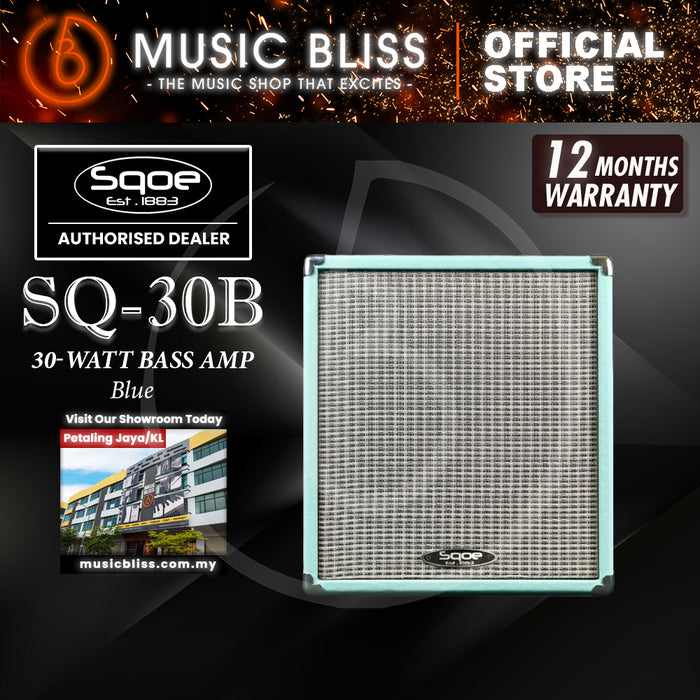 SQOE SQ-30B Professional 30W Electric Bass Amp w Bluetooth - Blue