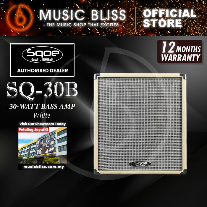 Sqoe SQ-30B Professional 30W Electric Bass Amp w Bluetooth - White