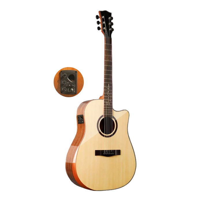 SQOE SQ-DC-SK-E 41" Acoustic Guitar with Sqoe KLT-18A pickup and Arm Bevel