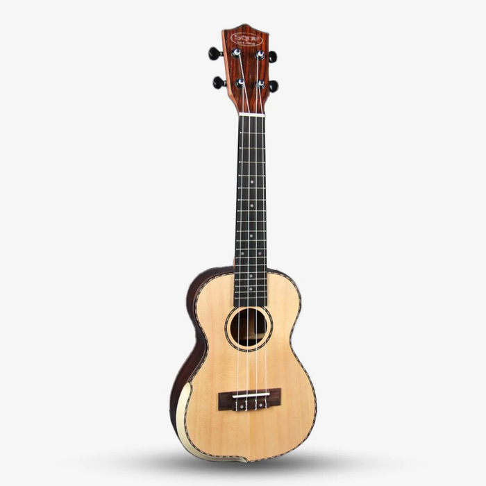 SQOE SQ-UK-453 24'' Solid Top Spruce & Rosewood Body Concert Ukulele