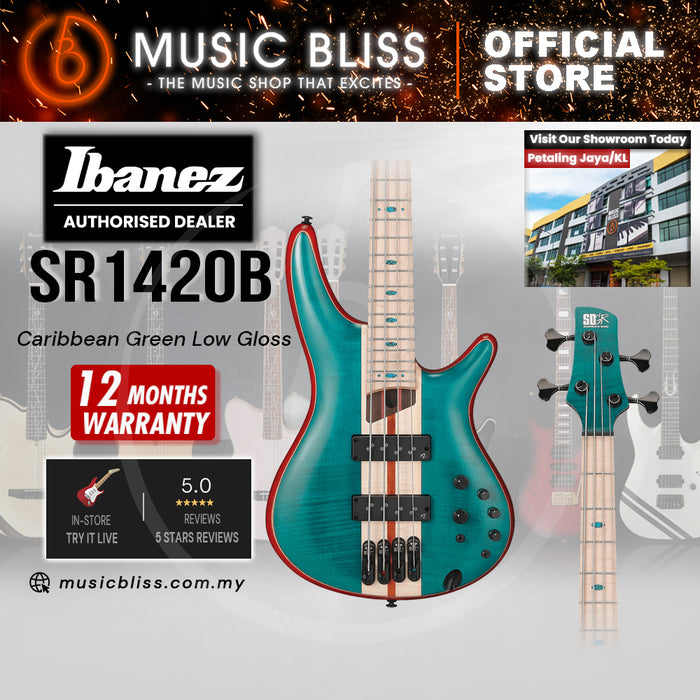 Ibanez Premium SR1420B Electric Bass Guitar - Caribbean Green Low Gloss