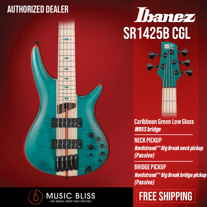 Ibanez Premium SR1425B Bass Guitar - Caribbean Green Low Gloss - Music Bliss Malaysia