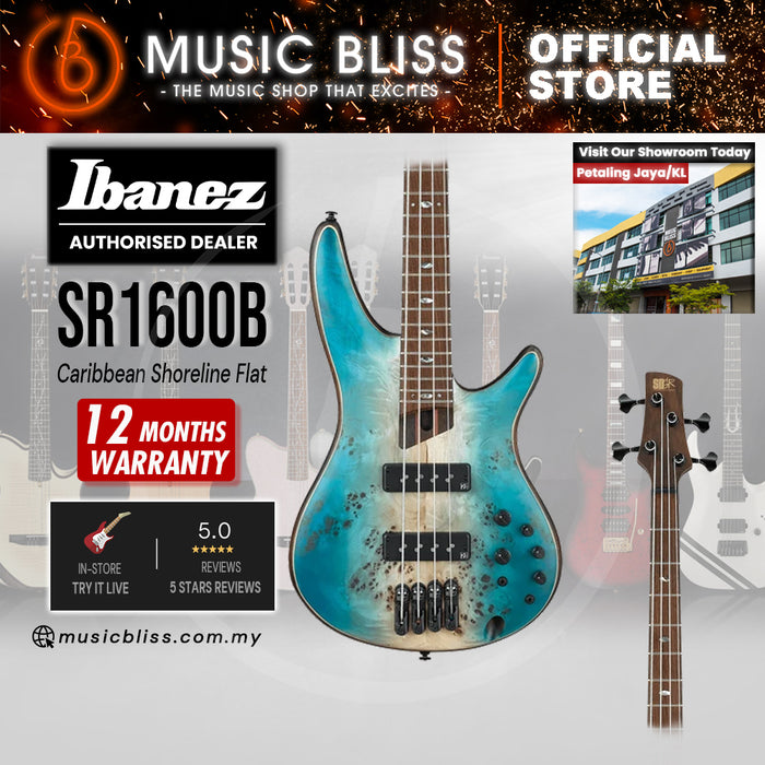 Ibanez Premium SR1600B Electric Bass Guitar - Caribbean Shoreline Flat