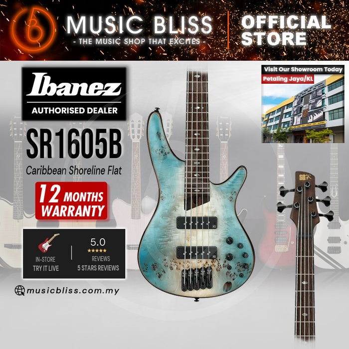 Ibanez Premium SR1605B Electric Bass Guitar - Caribbean Shoreline Flat