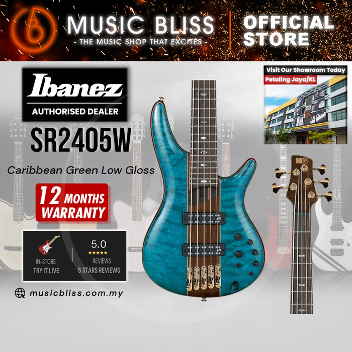 Ibanez Premium SR2405W Electric Bass Guitar - Caribbean Green Low Gloss