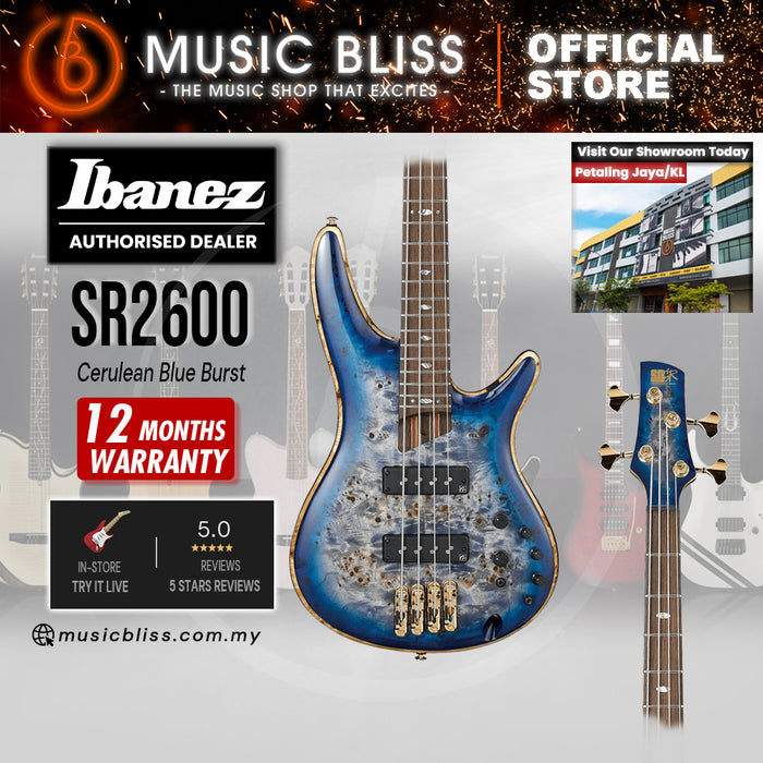 Ibanez Premium SR2600 Electric Bass Guitar - Cerulean Blue Burst