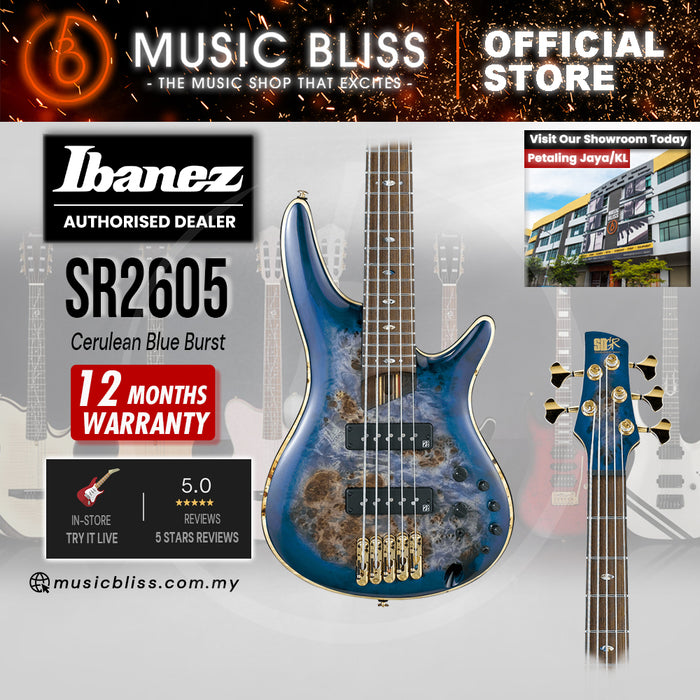 Ibanez Premium SR2605 Electric Bass Guitar - Cerulean Blue Burst