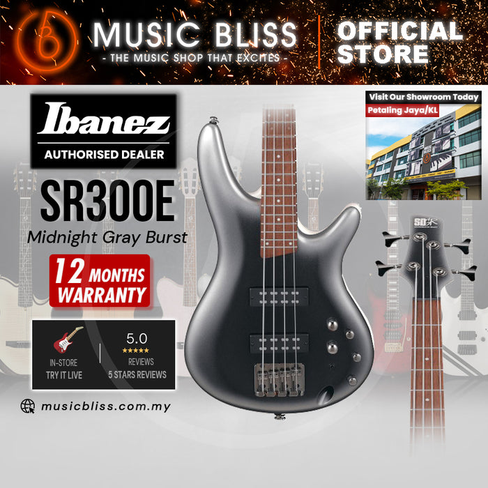 Ibanez Standard SR300E Electric Bass Guitar - Midnight Gray Burst