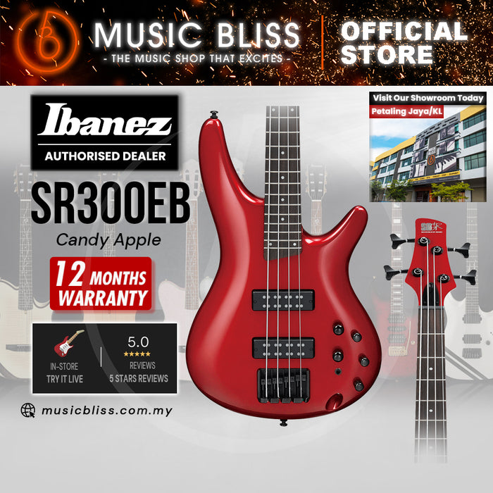 Ibanez Standard SR300EB Electric Bass Guitar - Candy Apple