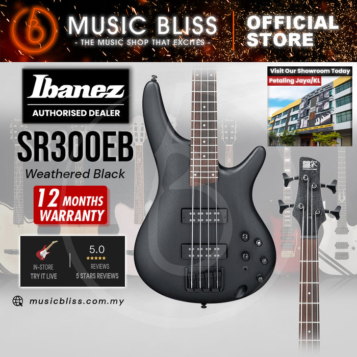Ibanez Standard SR300EB Electric Bass Guitar - Weathered Black
