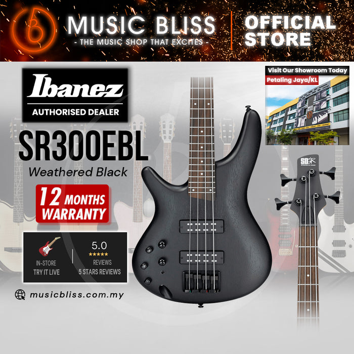 Ibanez Standard SR300EBL Left-handed Electric Bass Guitar - Weathered Black