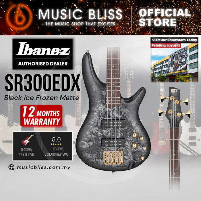 Ibanez SR300EDX Electric Bass Guitar - Black Ice Frozen Matte