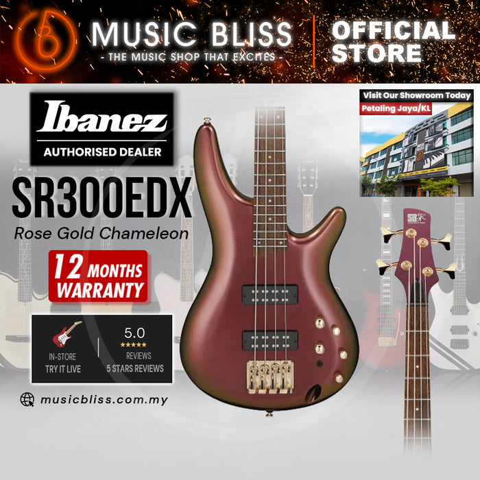 Ibanez SR300EDX Electric Bass Guitar - Rose Gold Chameleon