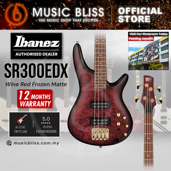 Ibanez SR300EDX Electric Bass Guitar - Wine Red Frozen Matte