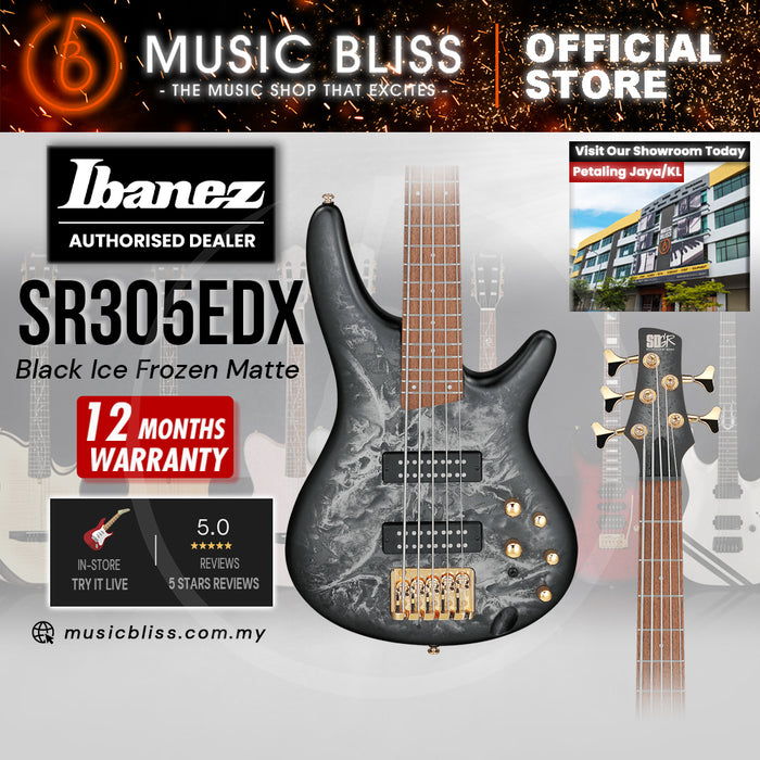 Ibanez SR305EDX Electric Bass Guitar - Black Ice Frozen Matte