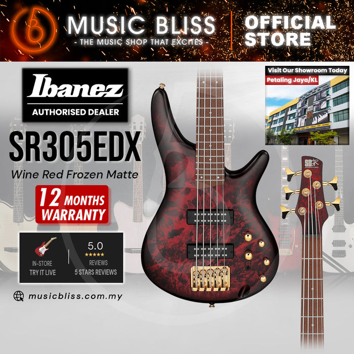 Ibanez SR305EDX Electric Bass Guitar - Wine Red Frozen Matte