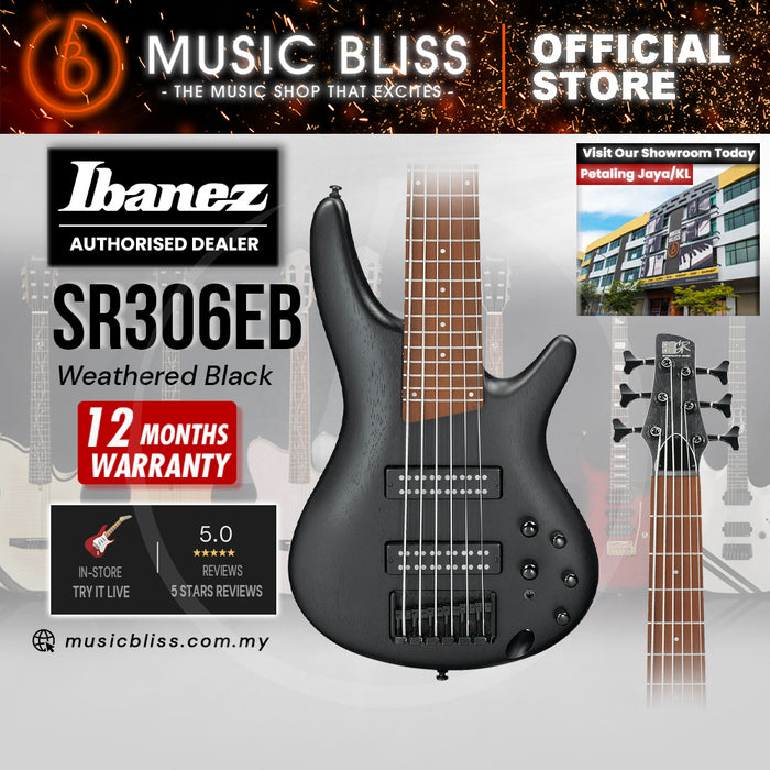 Ibanez Standard SR306EB Electric Bass Guitar - Weathered Black