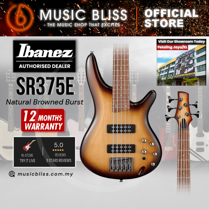 Ibanez SR Series SR375E Electric Bass Guitar - Natural Browned Burst