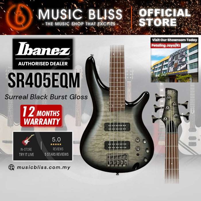 Ibanez Standard SR405EQM Electric Bass Guitar - Surreal Black Burst Gloss