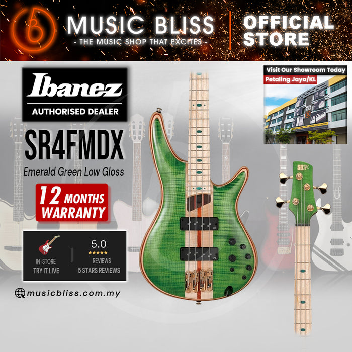 Ibanez Premium SR4FMDX 4-string Electric Bass Guitar - Emerald Green Low Gloss