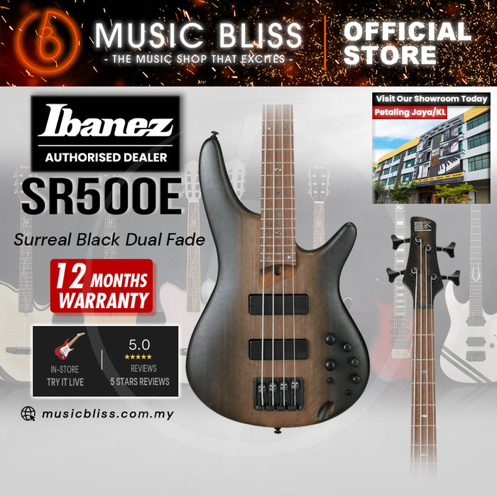 Ibanez SR500E Electric Bass Guitar - Surreal Black Dual Fade