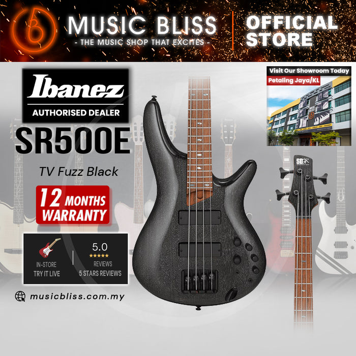 Ibanez SR500E Electric Bass Guitar - TV Fuzz Black