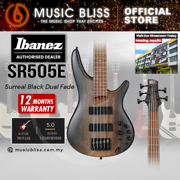Ibanez SR505E Electric Bass Guitar - Surreal Black Dual Fade