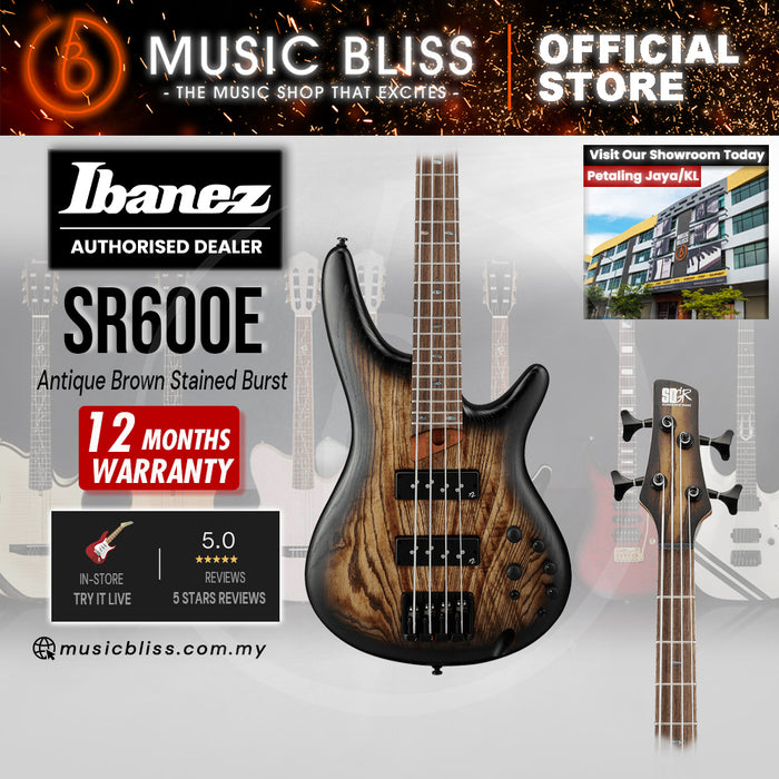 Ibanez Standard SR600E Electric Bass Guitar - Antique Brown Stained Burst