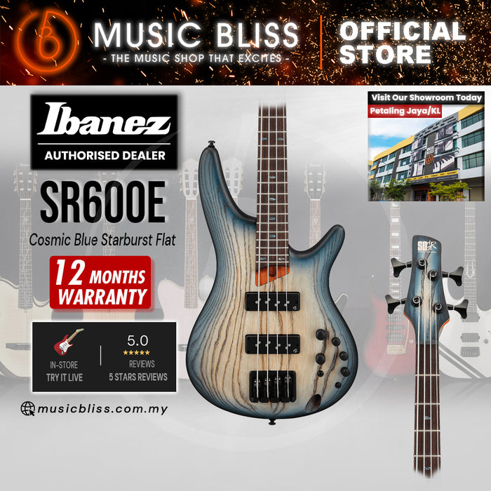 Ibanez Standard SR600E Electric Bass Guitar - Cosmic Blue Starburst Flat