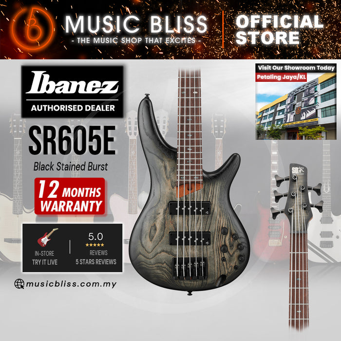 Ibanez Standard SR605E Electric Bass Guitar - Black Stained Burst