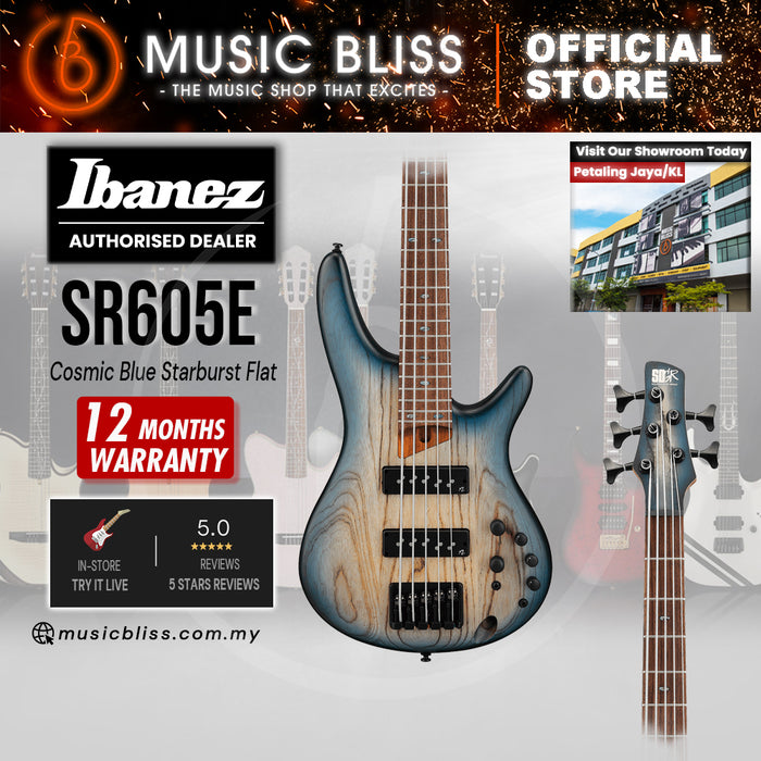 Ibanez Standard SR606E Electric Bass Guitar - Cosmic Blue Starburst Flat