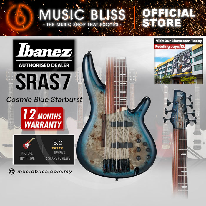 Ibanez Bass Workshop SRAS7 Ashula 7-string Electric Bass Guitar - Cosmic Blue Starburst