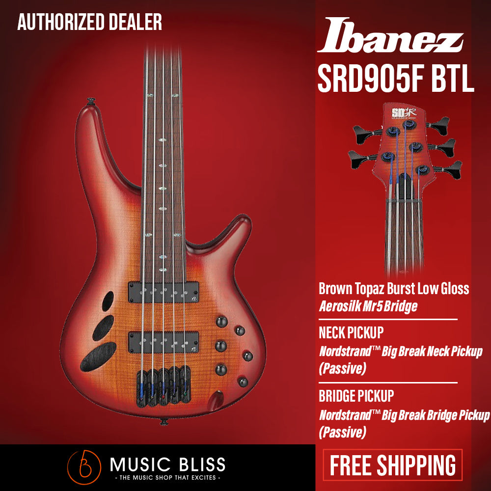 Ibanez Bass Workshop SRD905F Electric Bass Guitar - Brown Topaz Burst ...