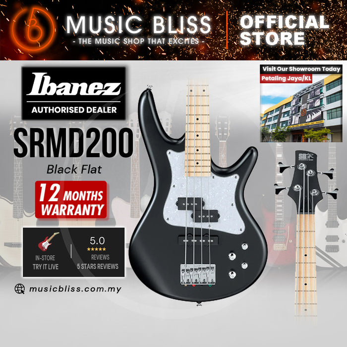 Ibanez Mezzo SRMD200 Electric Bass Guitar - Black Flat