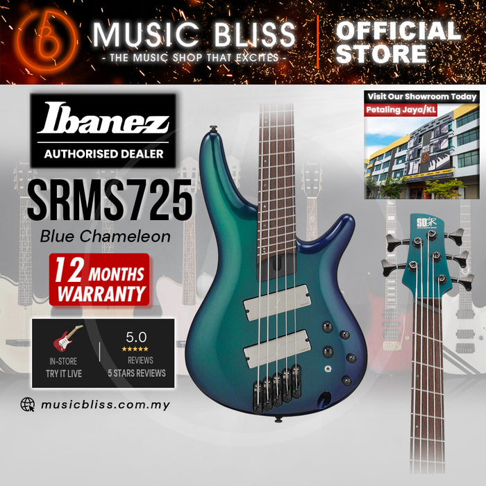 Ibanez Bass Workshop SRMS725 5-string Multi-scale Electric Bass Guitar - Blue Chameleon
