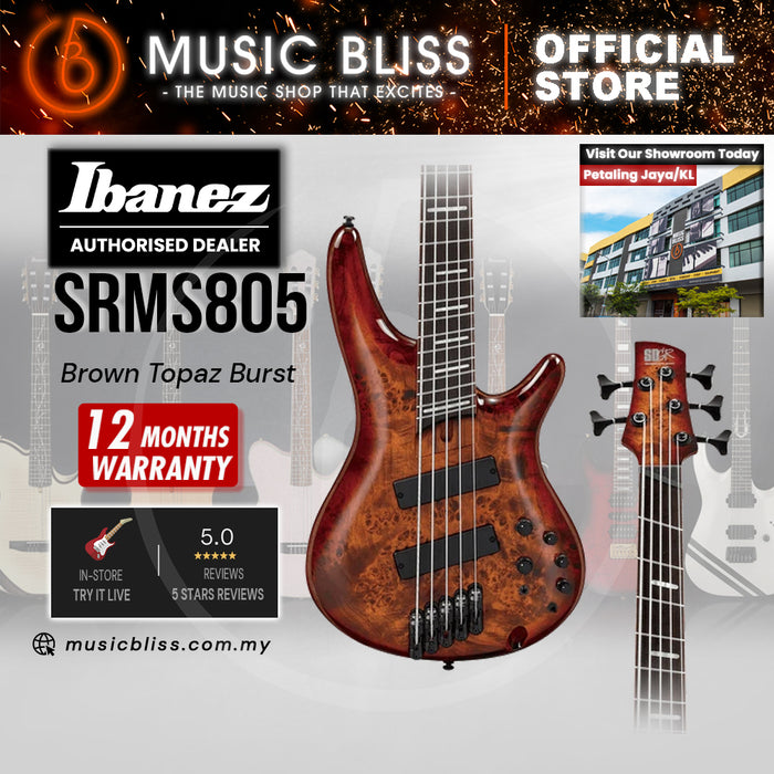 Ibanez Bass Workshop SRMS805 Multi-scale Electric Bass Guitar - Brown Topaz Burst