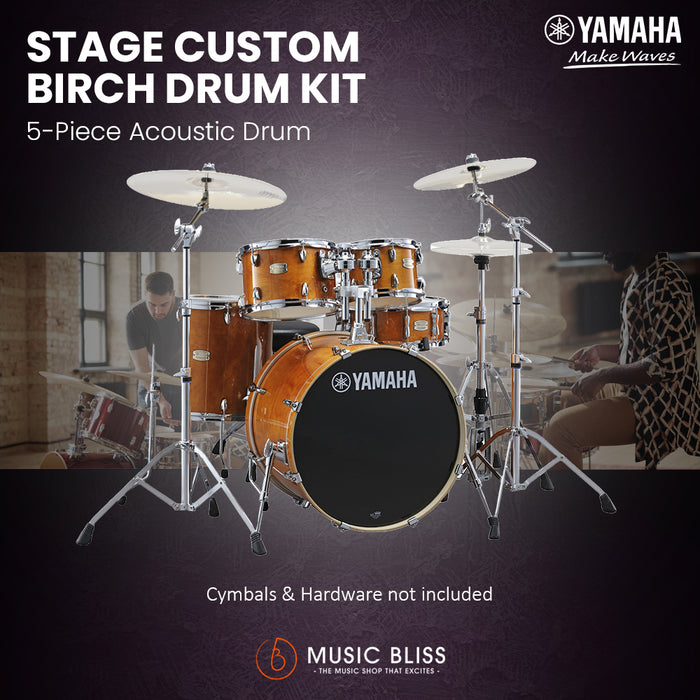 Yamaha Stage Custom Birch Shell Pack with Cymbal Set and Hardware Pack - 22" Kick - Honey Amber