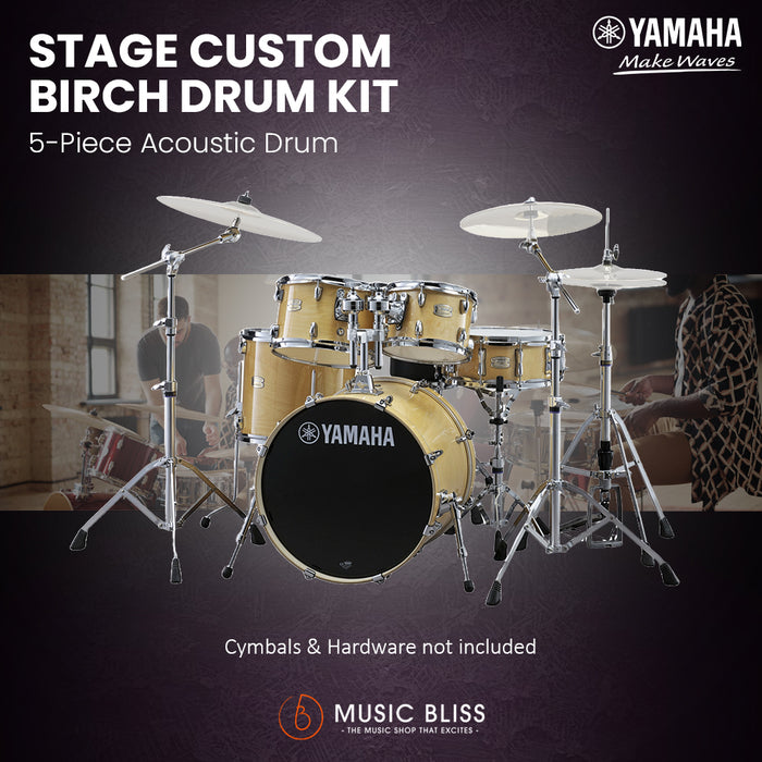 Yamaha Stage Custom Birch Shell Pack with Cymbal Set and Hardware Pack - 22" Kick - Natural Wood