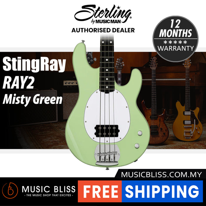Sterling By Music Man Intro Series Stingray RAY2 Bass Guitar - Misty Green