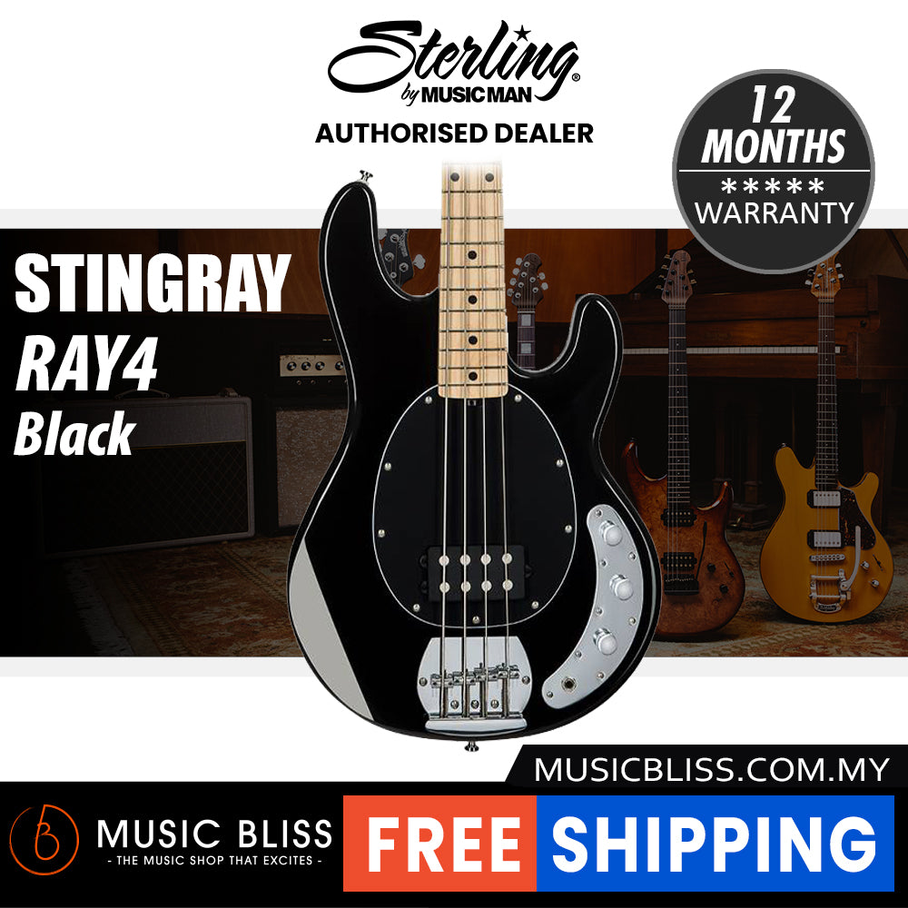 Sterling By Music Man StingRay RAY4 Electric Bass Guitar - Black (RAY-4 ...