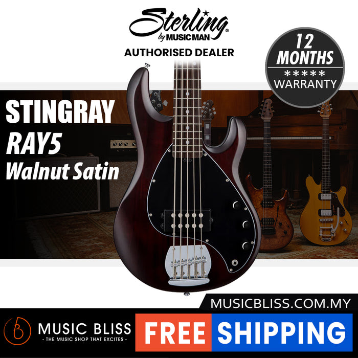 Sterling By Music Man StingRay RAY5 Electric Bass Guitar - Walnut Satin
