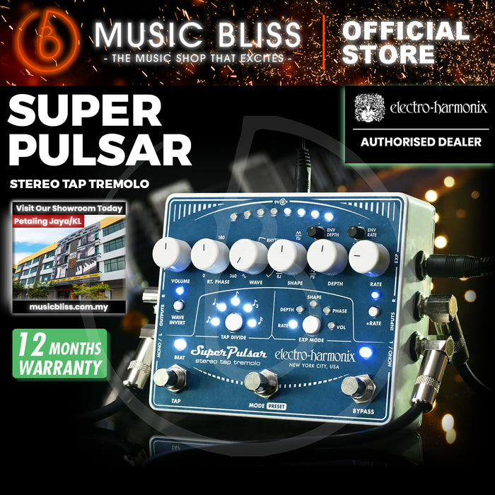 Electro Harmonix Super Pulsar Stereo Tap Tremelo Guitar Effects Pedal